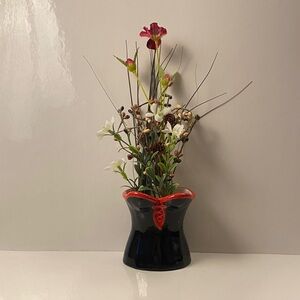 Bustier Corset Black and Red Ceramic Vase
